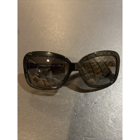 Burberry B 4173 Sunglasses 3001/11 58-15 135 2N Polished Black Plaid/Gradient - Picture 4 of 11